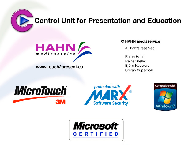 Control Unit for Presentation and Education • Version CONTROL2 • Impressum - HAHN mediaservice - Ralph Hahn, Reiner Keller, Björn Koberski, Stefan Supernok