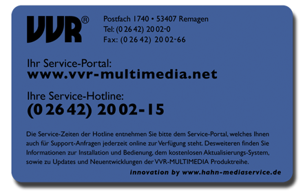 serviceCard blue - Entwurf einer Servicekarte für die Produktserie easydriver -CONTROL-, Rückseite • powered by HAHN mediaservice